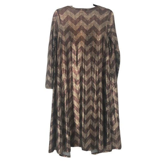 Lularoe Sarah Chevron Metallic Open Front Long Kimono Cardigan Duster Sz S - Picture 2 of 7